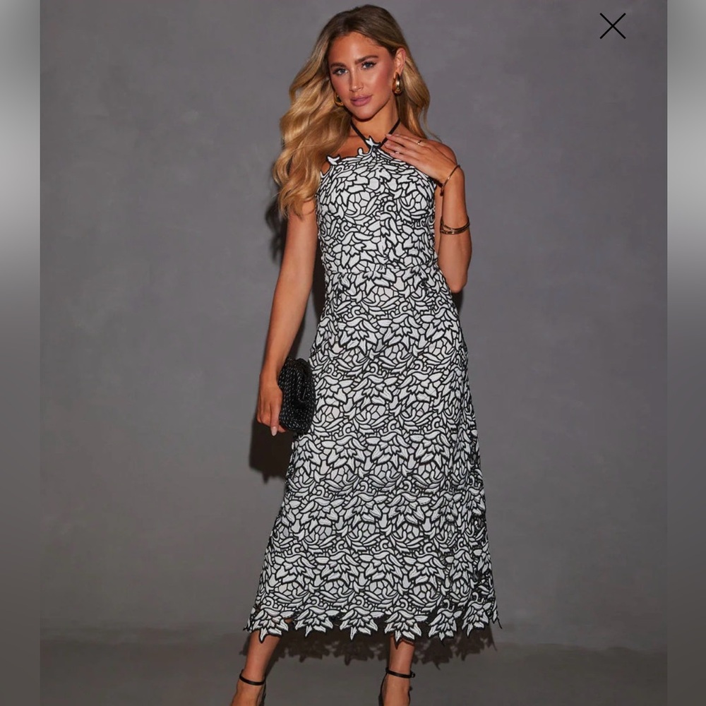 VICI Lace Halter Midi Dress SZ S